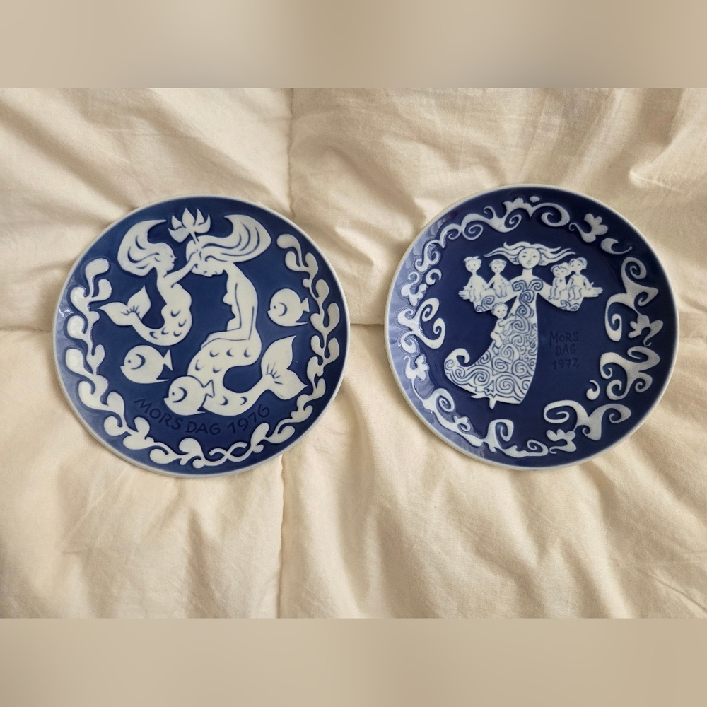 Royal Copenhagen Vintage Blue and White Decorative Plates 1972 And 1976